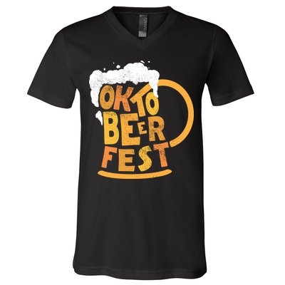Oktoberfest Beer Fest Logo V-Neck T-Shirt