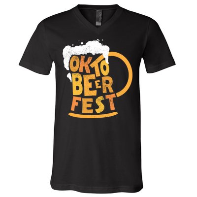 Oktoberfest Beer Fest Logo V-Neck T-Shirt