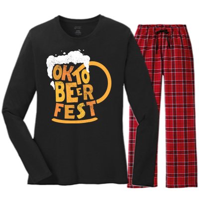 Oktoberfest Beer Fest Logo Women's Long Sleeve Flannel Pajama Set 