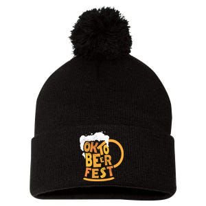 Oktoberfest Beer Fest Logo Pom Pom 12in Knit Beanie