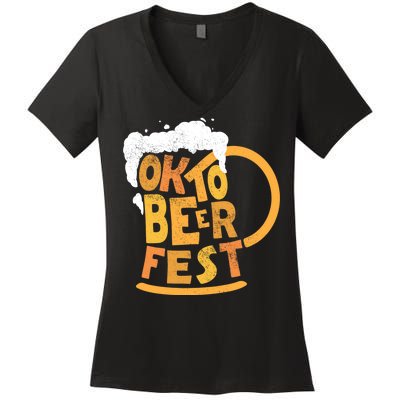 Oktoberfest Beer Fest Logo Women's V-Neck T-Shirt