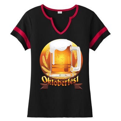 Oktoberfest Beer Logo Ladies Halftime Notch Neck Tee