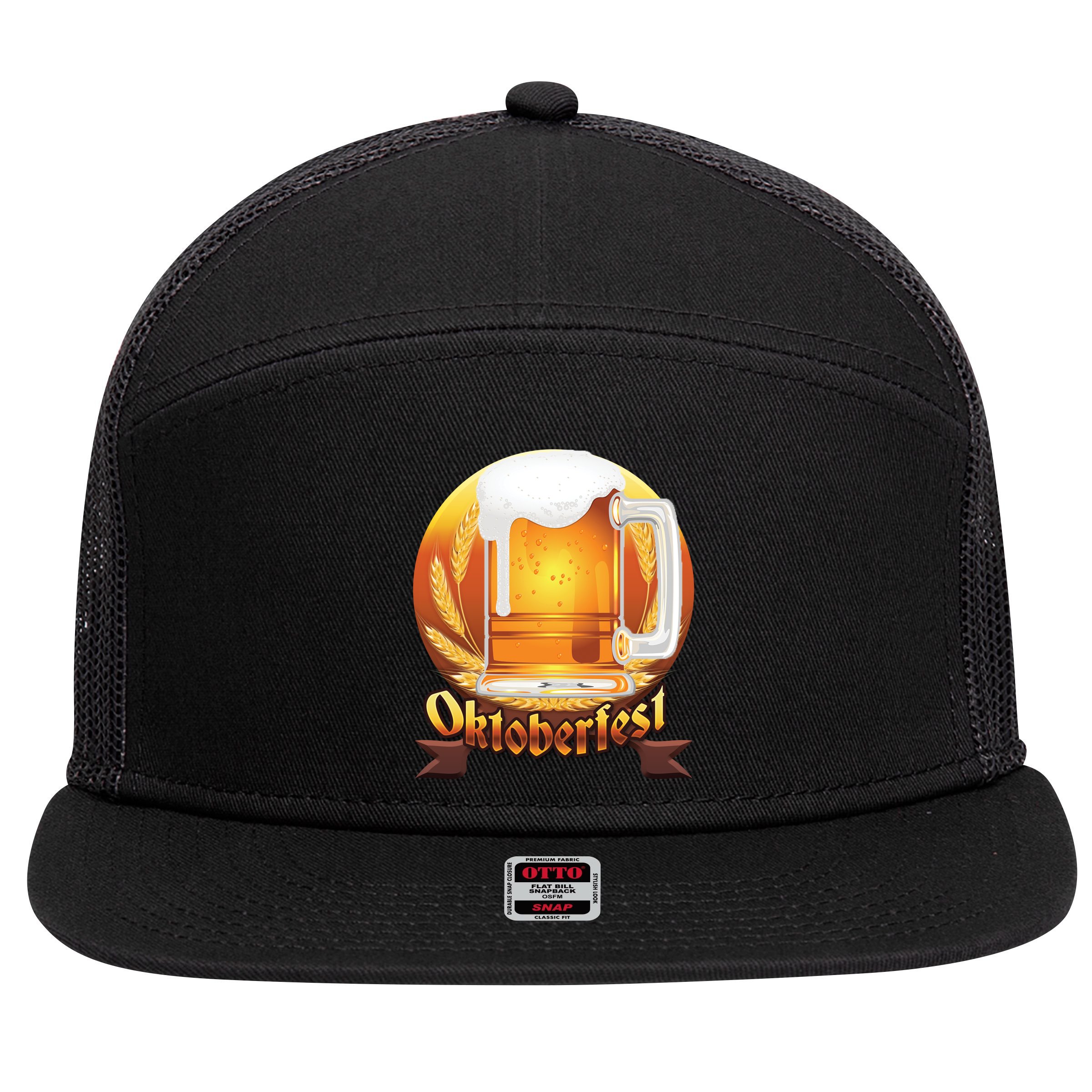 Oktoberfest Beer Logo 7 Panel Mesh Trucker Snapback Hat