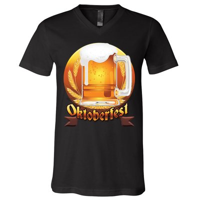 Oktoberfest Beer Logo V-Neck T-Shirt
