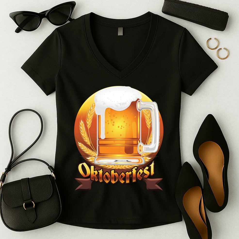 Oktoberfest Beer Logo Women's V-Neck T-Shirt