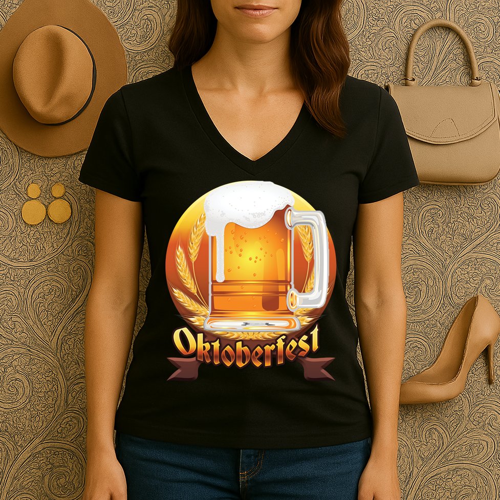 Oktoberfest Beer Logo Women's V-Neck T-Shirt