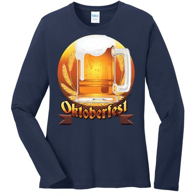 Oktoberfest Beer Logo Ladies Long Sleeve Shirt