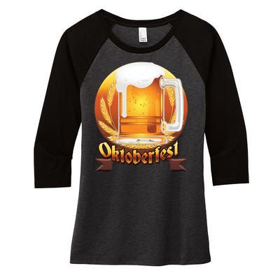 Oktoberfest Beer Logo Women's Tri-Blend 3/4-Sleeve Raglan Shirt