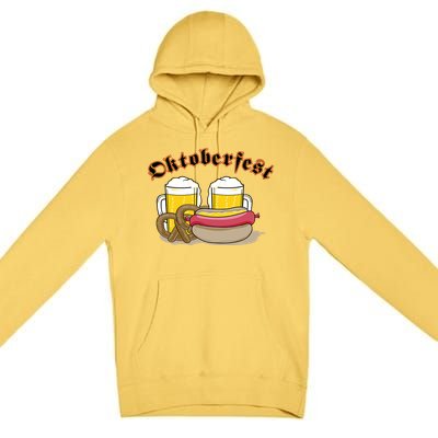 Oktoberfest Beer Pretzel Hot Dog Premium Pullover Hoodie