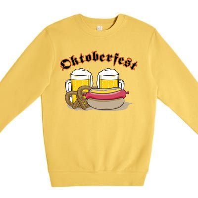 Oktoberfest Beer Pretzel Hot Dog Premium Crewneck Sweatshirt