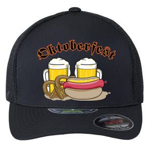 Oktoberfest Beer Pretzel Hot Dog Flexfit Unipanel Trucker Cap