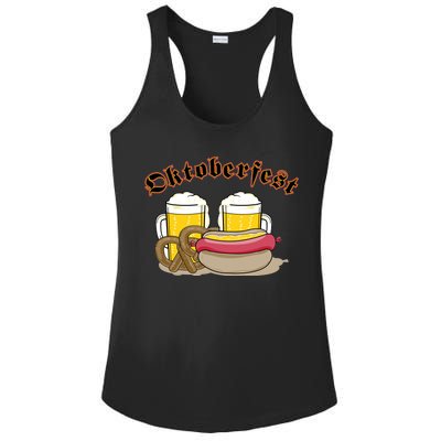 Oktoberfest Beer Pretzel Hot Dog Ladies PosiCharge Competitor Racerback Tank