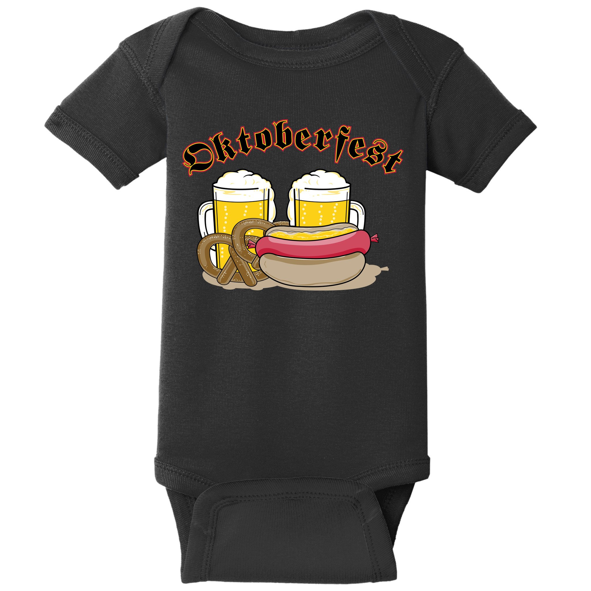 Oktoberfest Beer Pretzel Hot Dog Baby Bodysuit