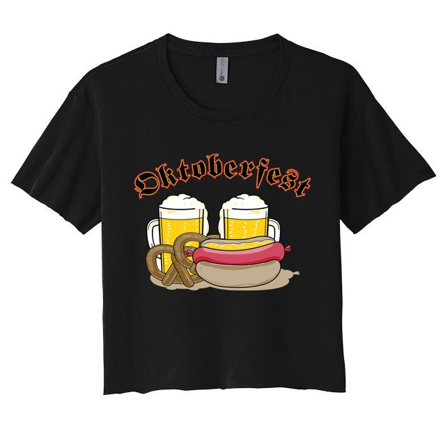 Oktoberfest Beer Pretzel Hot Dog Crop Top