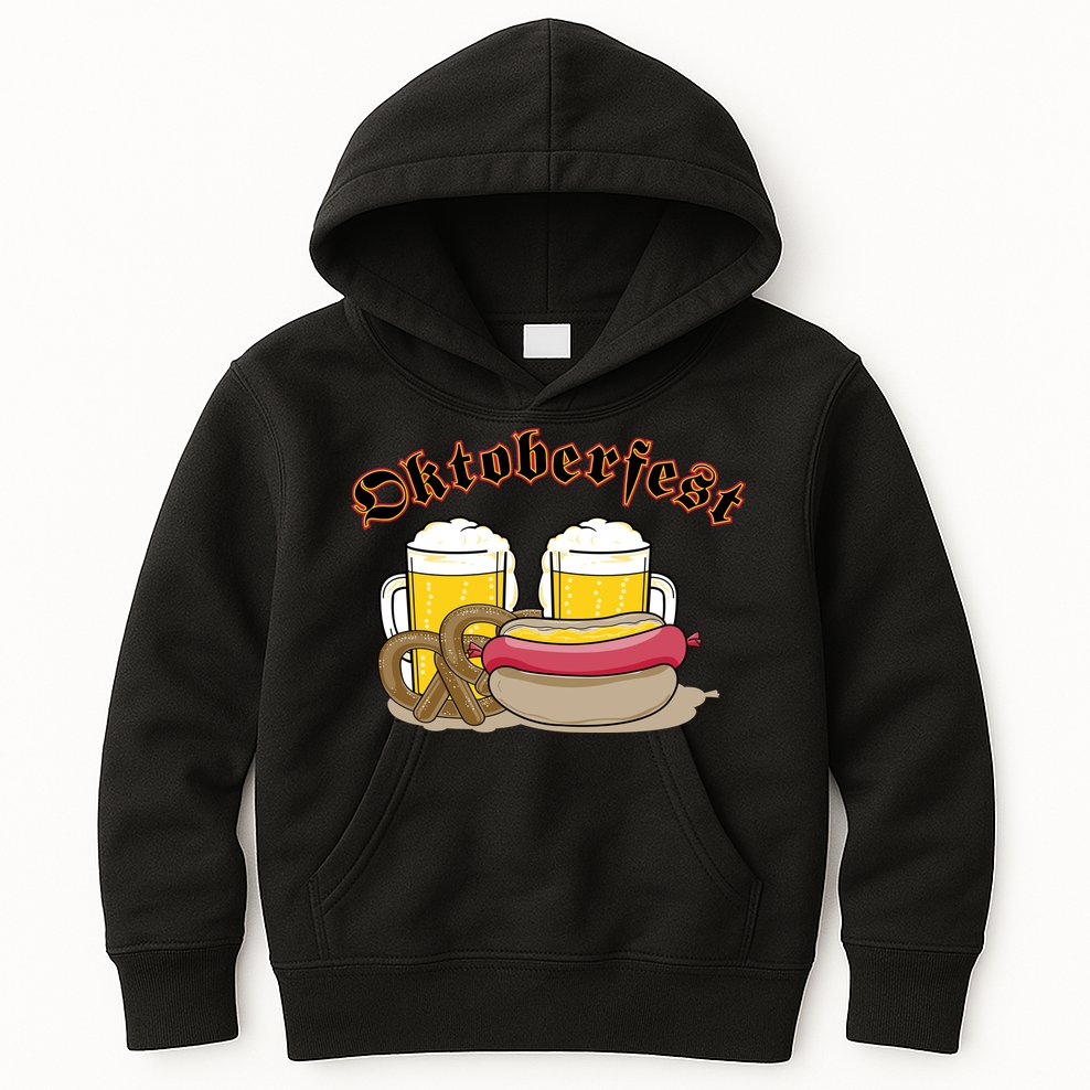 Oktoberfest Beer Pretzel Hot Dog Kids Hoodie