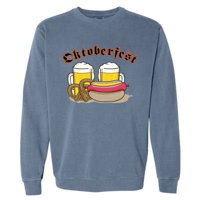 Oktoberfest Beer Pretzel Hot Dog Garment-Dyed Sweatshirt