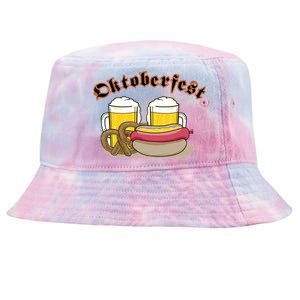 Oktoberfest Beer Pretzel Hot Dog Tie-Dyed Bucket Hat