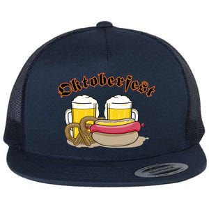 Oktoberfest Beer Pretzel Hot Dog Flat Bill Trucker Hat