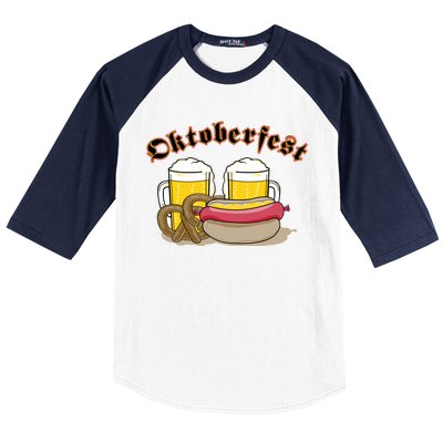 Oktoberfest Beer Pretzel Hot Dog Baseball Sleeve Shirt