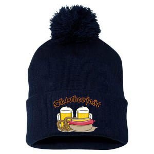 Oktoberfest Beer Pretzel Hot Dog Pom Pom 12in Knit Beanie