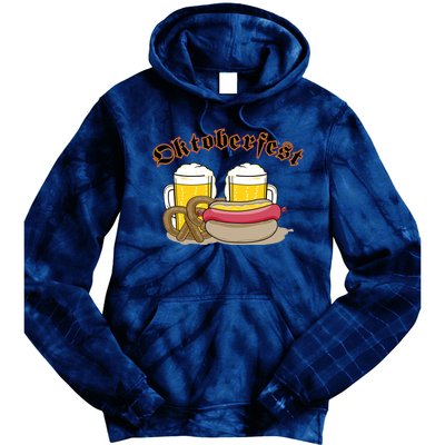 Oktoberfest Beer Pretzel Hot Dog Tie Dye Hoodie