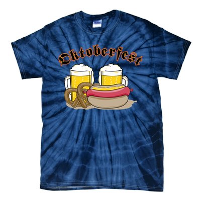 Oktoberfest Beer Pretzel Hot Dog Tie-Dye T-Shirt