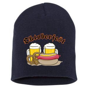 Oktoberfest Beer Pretzel Hot Dog Short Acrylic Beanie