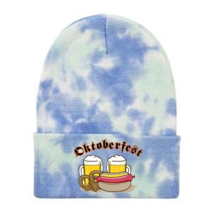 Oktoberfest Beer Pretzel Hot Dog Tie Dye 12in Knit Beanie