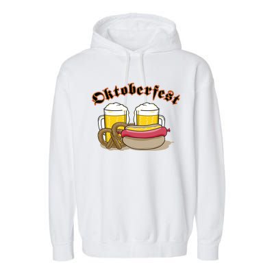 Oktoberfest Beer Pretzel Hot Dog Garment-Dyed Fleece Hoodie