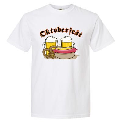 Oktoberfest Beer Pretzel Hot Dog Garment-Dyed Heavyweight T-Shirt