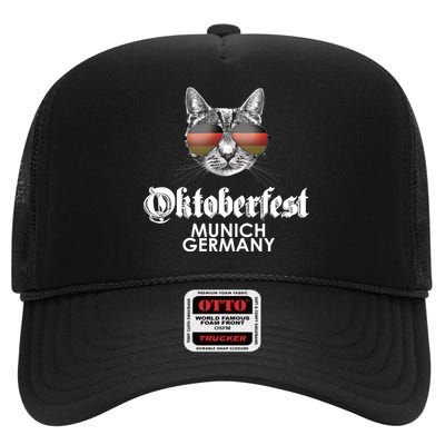 Oktoberfest Cat Munich Germany High Crown Mesh Back Trucker Hat