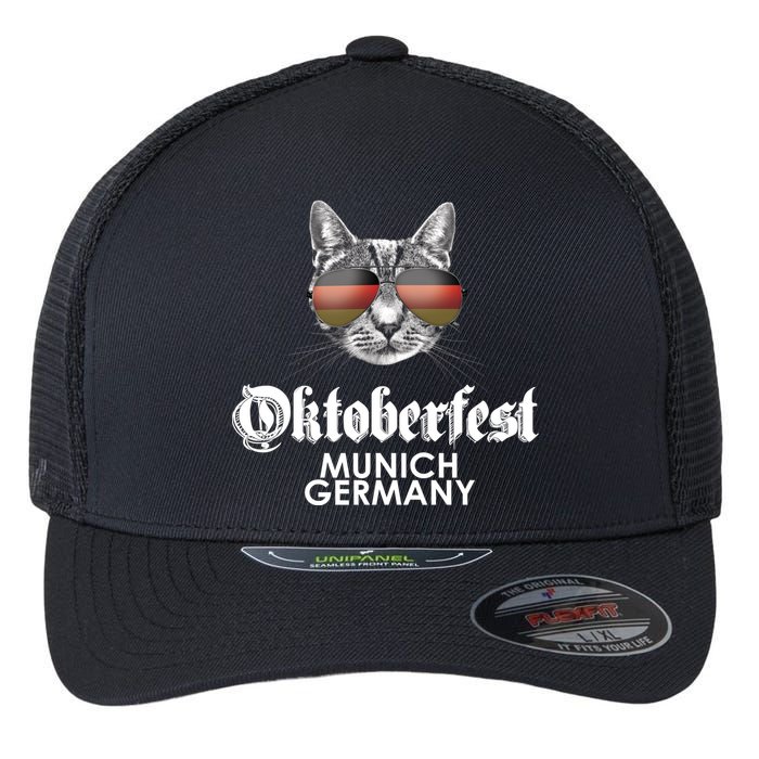 Oktoberfest Cat Munich Germany Flexfit Unipanel Trucker Cap