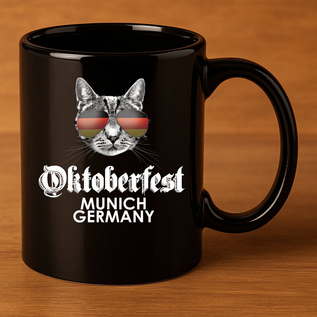 Oktoberfest Cat Munich Germany 11oz C Handle Ceramic Mug