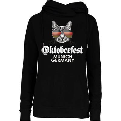 Oktoberfest Cat Munich Germany Womens Funnel Neck Pullover Hood