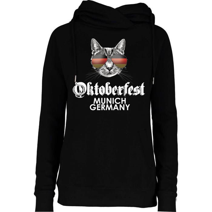 Oktoberfest Cat Munich Germany Womens Funnel Neck Pullover Hood