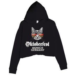 Oktoberfest Cat Munich Germany Crop Fleece Hoodie