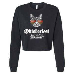 Oktoberfest Cat Munich Germany Cropped Pullover Crew