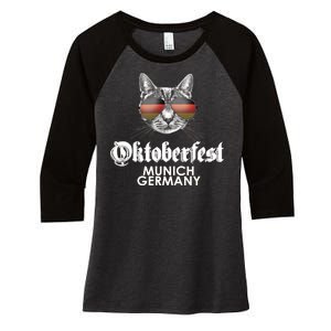 Oktoberfest Cat Munich Germany Women's Tri-Blend 3/4-Sleeve Raglan Shirt