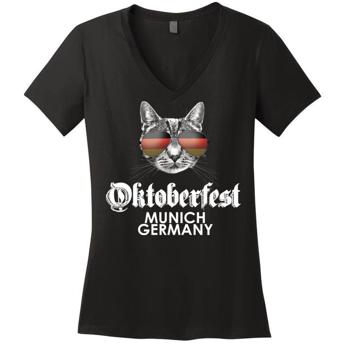 Oktoberfest Cat Munich Germany Women's V-Neck T-Shirt