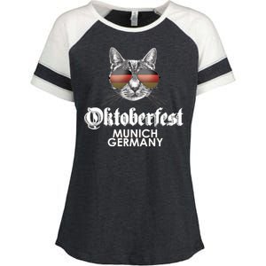 Oktoberfest Cat Munich Germany Enza Ladies Jersey Colorblock Tee