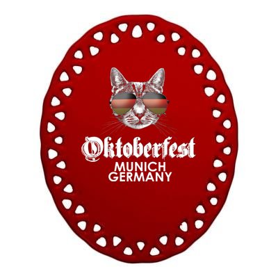 Oktoberfest Cat Munich Germany Ceramic Oval Ornament