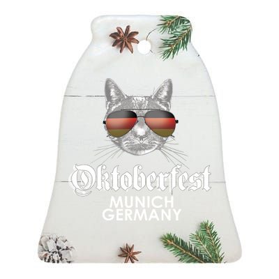 Oktoberfest Cat Munich Germany Ceramic Bell Ornament