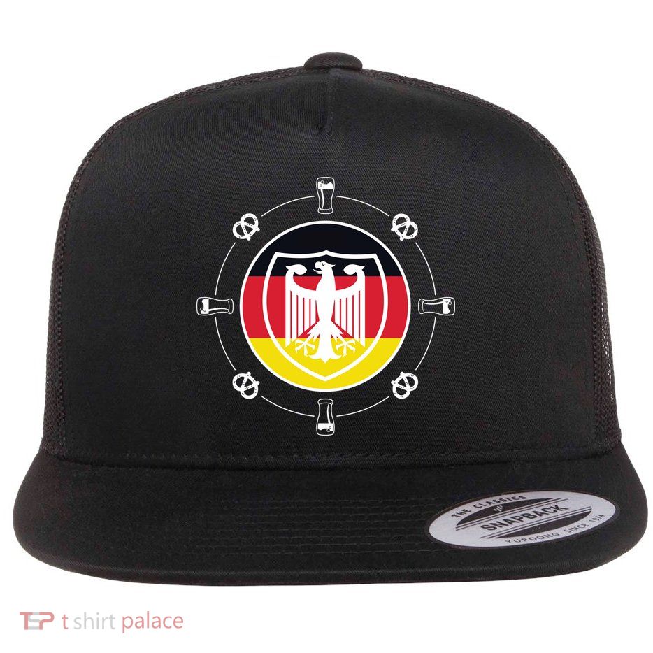 Oktoberfest Circle Eagle Flag Logo  Flat Bill Trucker Hat