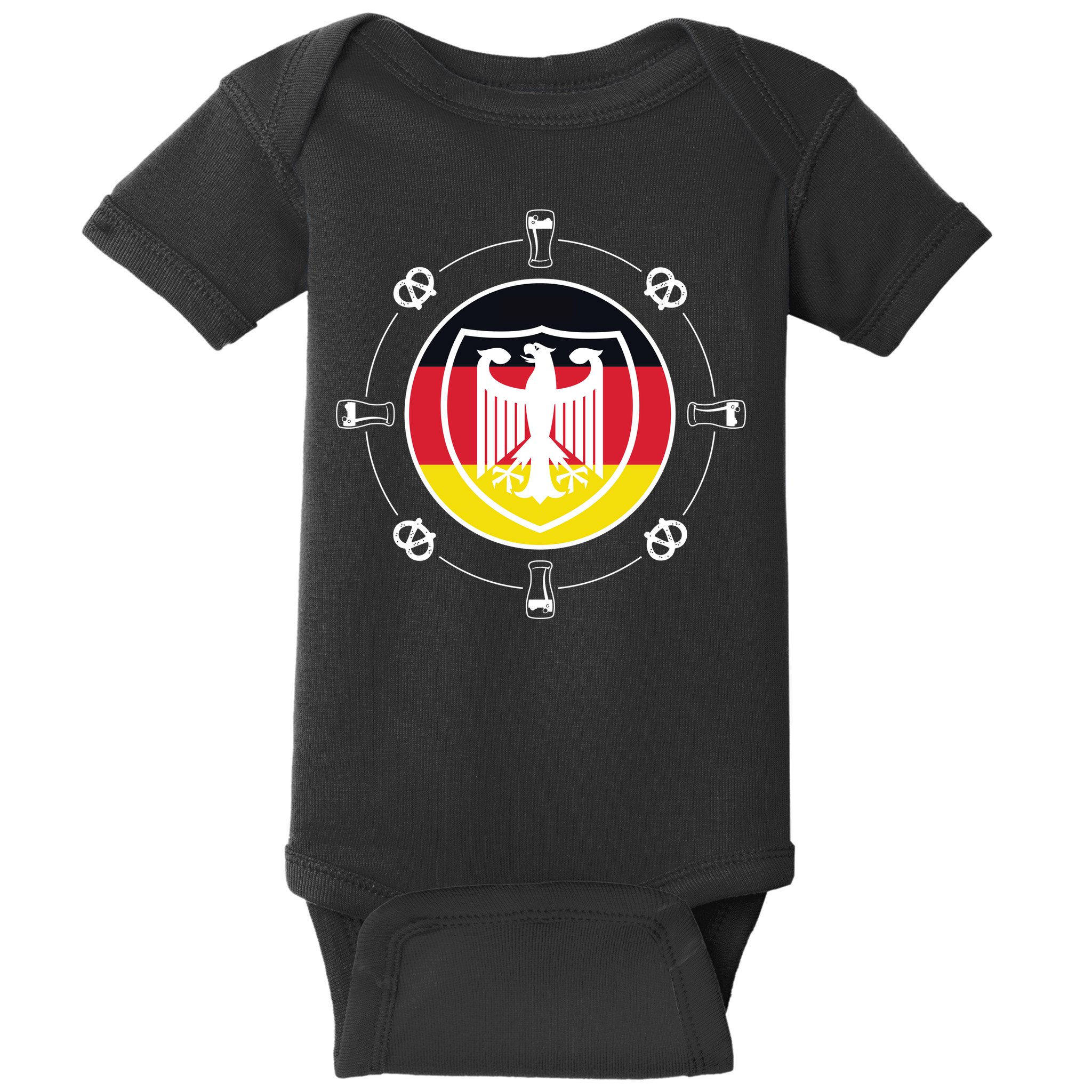 Oktoberfest Circle Eagle Flag Logo  Baby Bodysuit