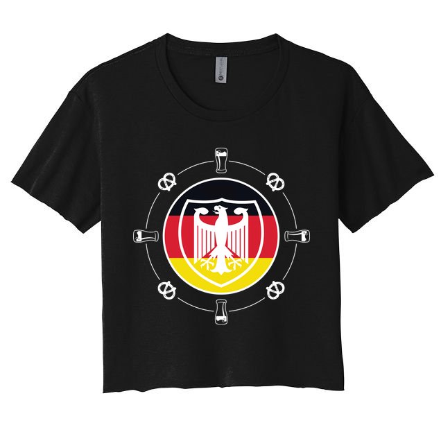Oktoberfest Circle Eagle Flag Logo  Crop Top