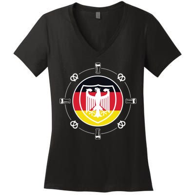 Oktoberfest Circle Eagle Flag Logo  Women's V-Neck T-Shirt