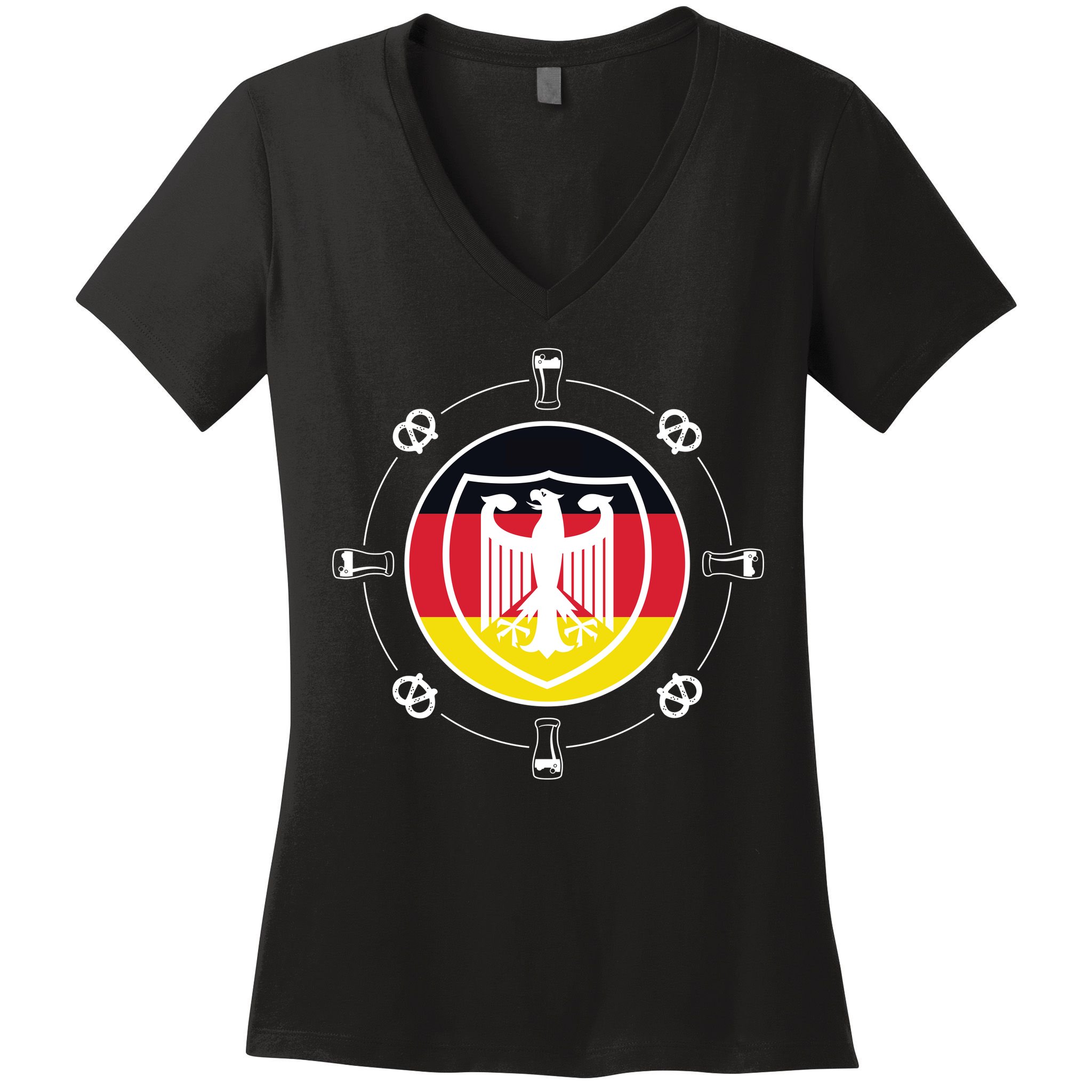 Oktoberfest Circle Eagle Flag Logo  Women's V-Neck T-Shirt
