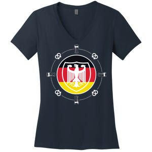 Oktoberfest Circle Eagle Flag Logo  Women's V-Neck T-Shirt