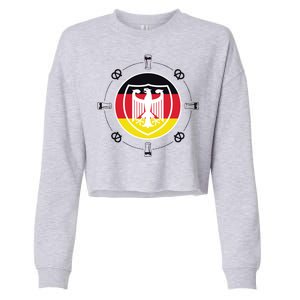 Oktoberfest Circle Eagle Flag Logo  Cropped Pullover Crew