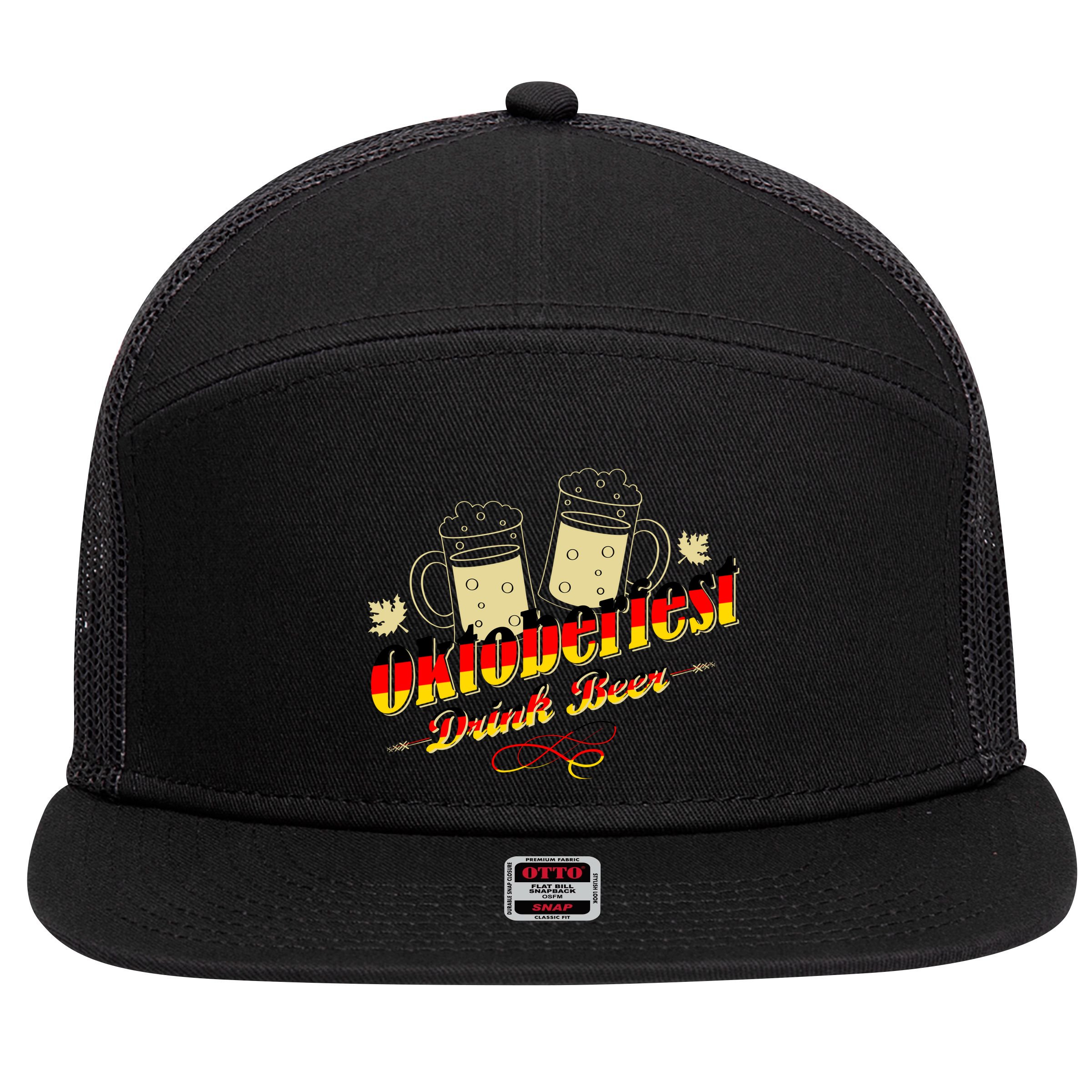 Oktoberfest Drink Beer Pitcher Germany 7 Panel Mesh Trucker Snapback Hat